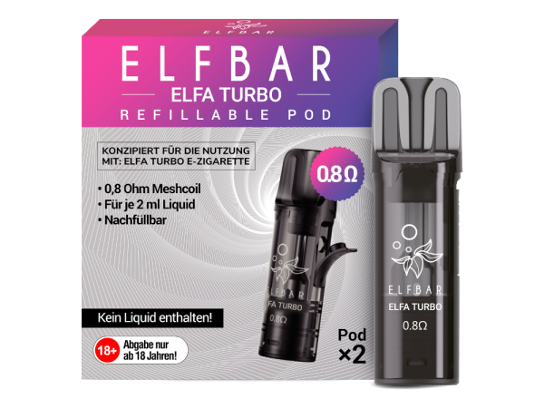 Elfbar - Elfa Turbo 0,8 Ohm Pod (2 Stück pro Packung) 400er Packung