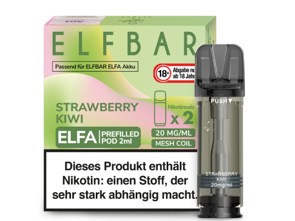 Elfbar - Elfa Pod Strawberry Kiwi 20 mg/ml (2 Stück pro Packung)