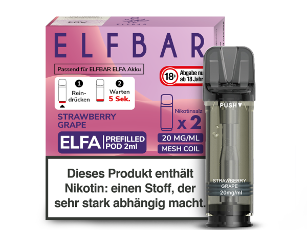 Elfbar - Elfa Pod Strawberry Grape 20 mg/ml (2 Stück pro Packung)