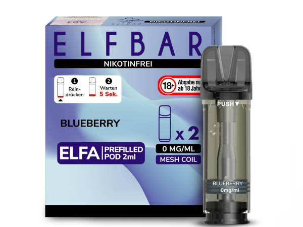 Elfbar - Elfa Pod Blueberry 0 mg/ml (2 Stück pro Packung)
