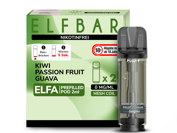 Elfbar - Elfa Pod Kiwi Passion Fruit Guava 0 mg/ml (2 Stück pro Packung)