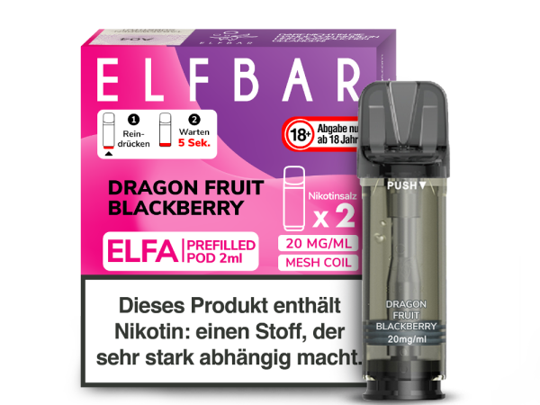 Elfbar - Elfa Pod Dragon Fruit Blackberry 20 mg/ml (2 Stück pro Packung)